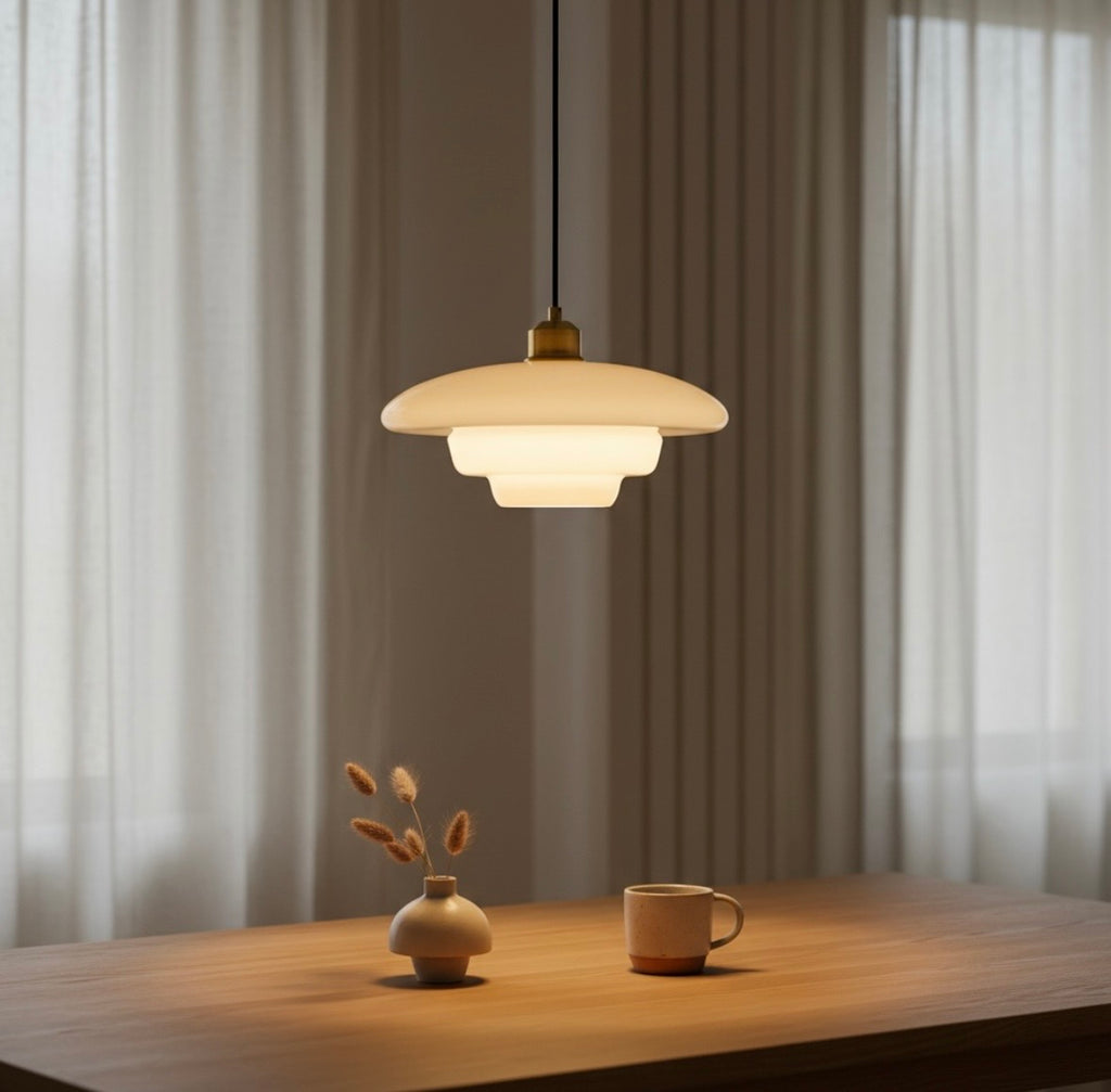 Suspension Scandinave Moderne – Lampe Design en Verre Opalin