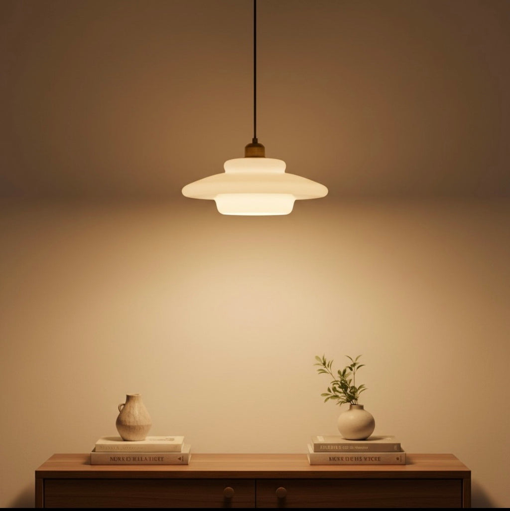 Suspension Scandinave Moderne – Lampe Design en Verre Opalin