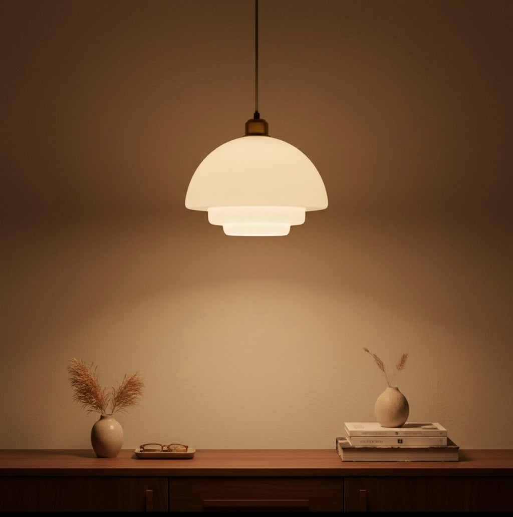 Suspension Scandinave Moderne – Lampe Design en Verre Opalin