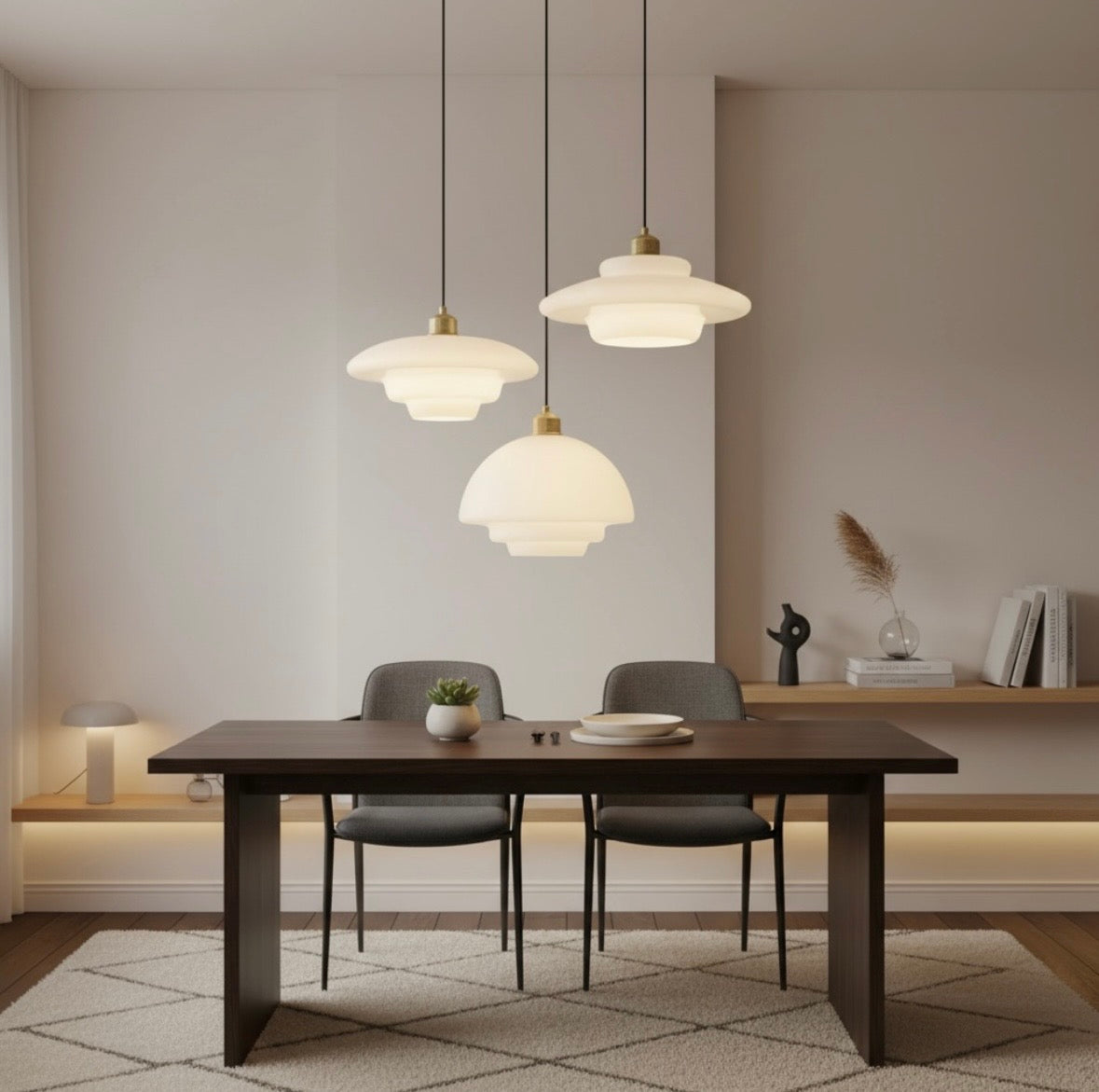 Suspension Scandinave Moderne – Lampe Design en Verre Opalin