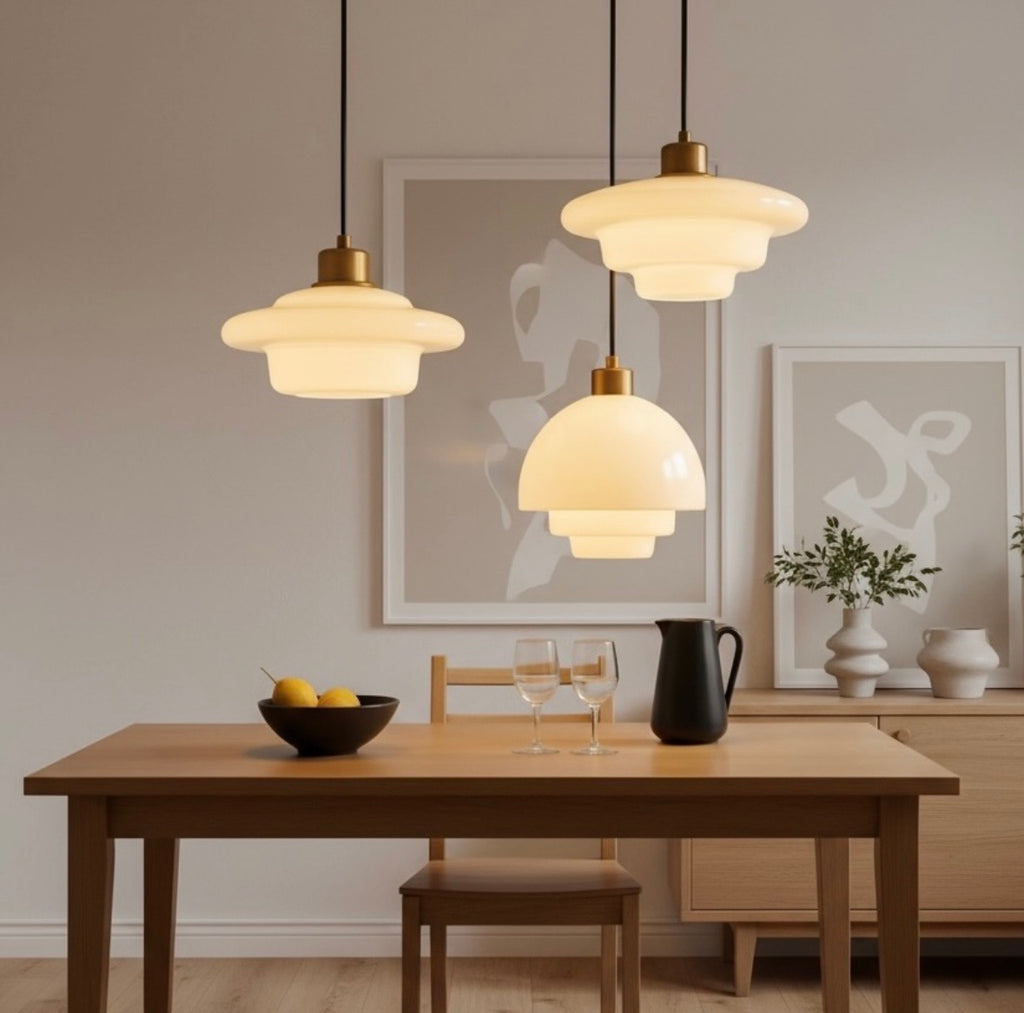 Suspension Scandinave Moderne – Lampe Design en Verre Opalin