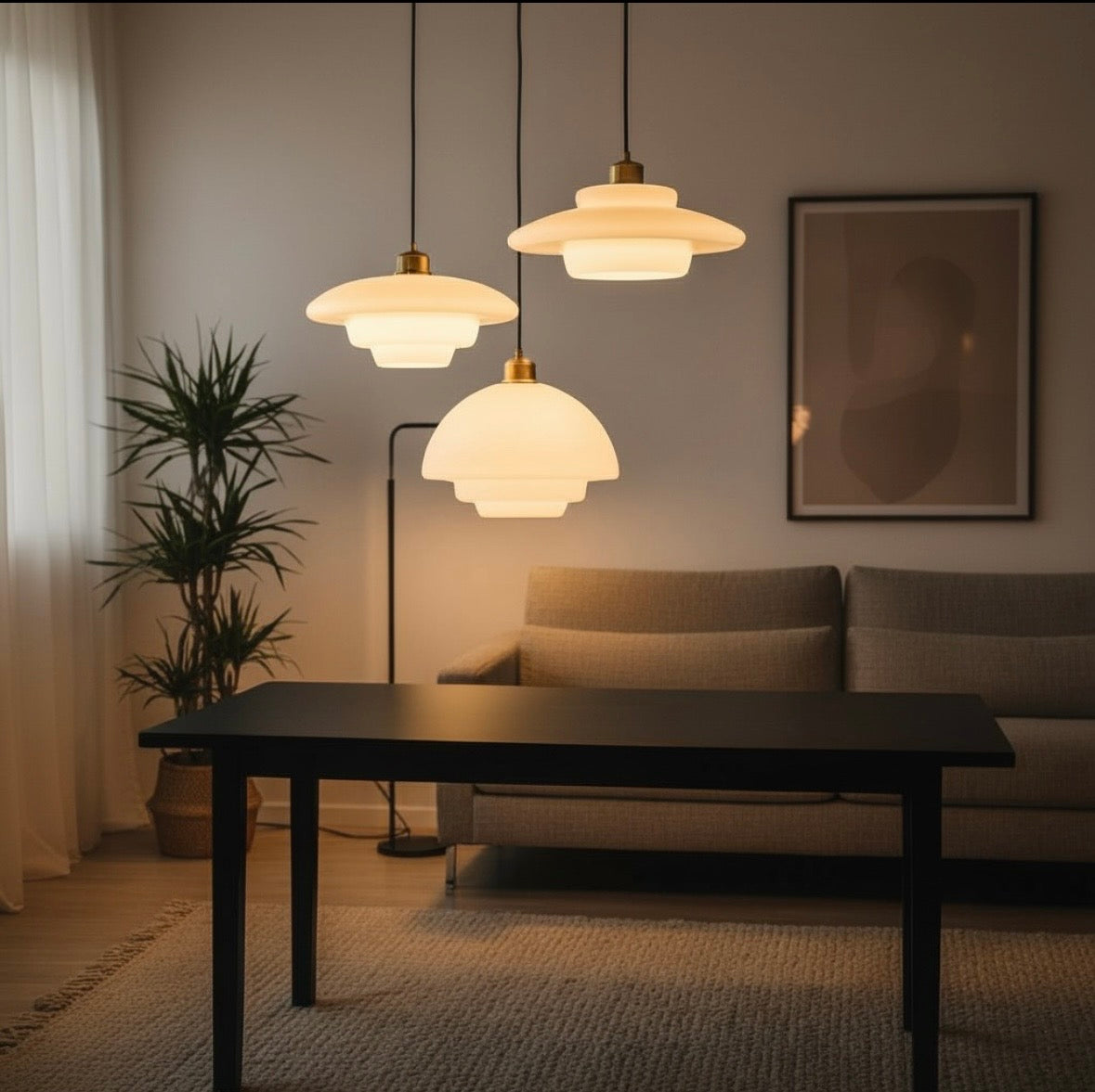 Suspension Scandinave Moderne – Lampe Design en Verre Opalin