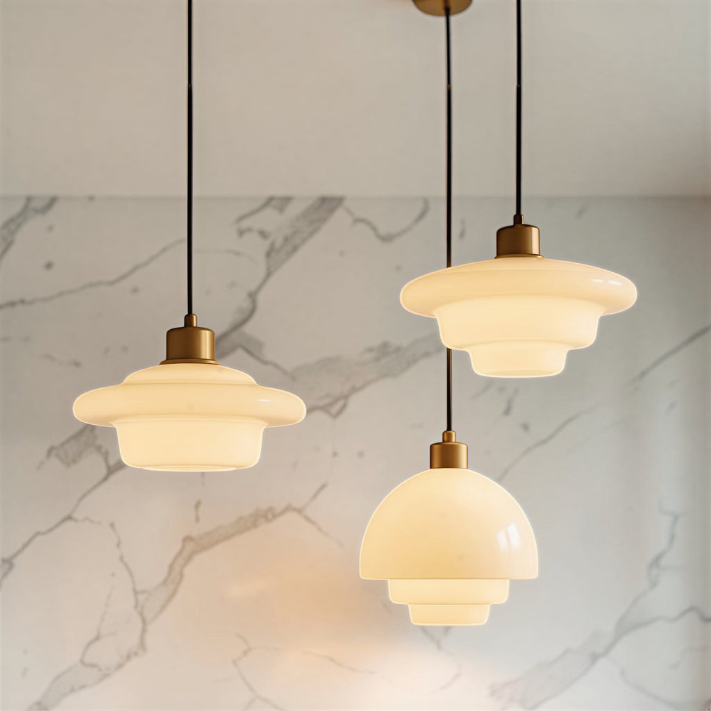 Suspension Scandinave Moderne – Lampe Design en Verre Opalin
